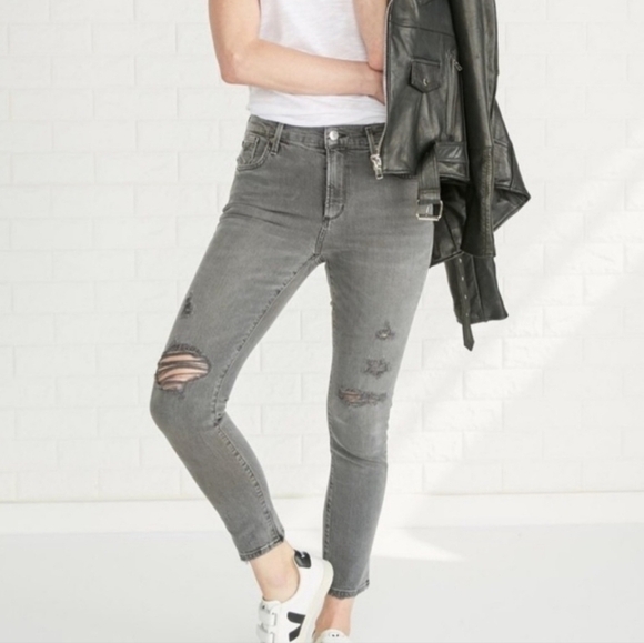 Agolde Sophie high rise skinny crop distressed jean maverick grey 28 - Picture 2 of 11